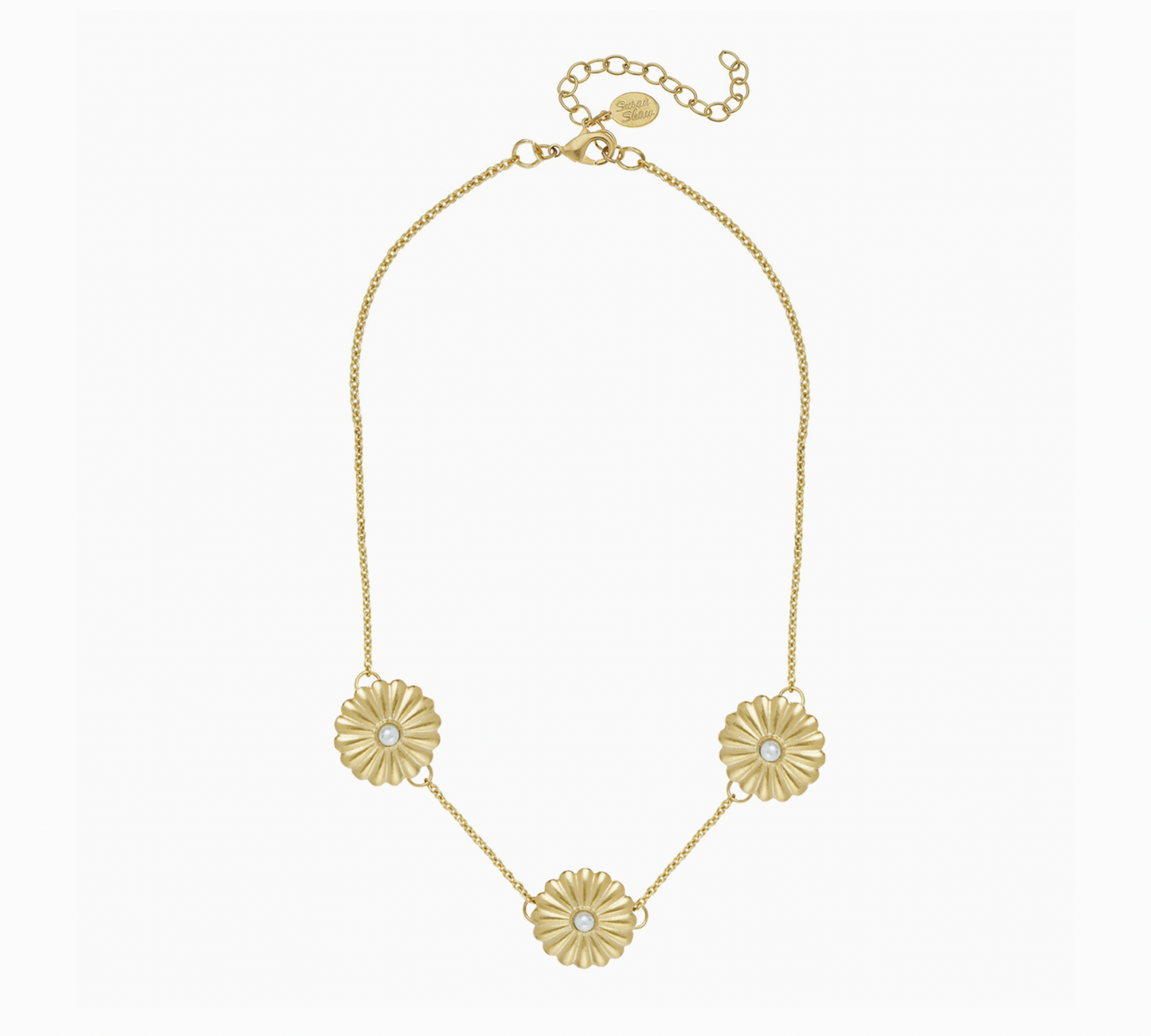 Gold 3 Small Concho Pearl Necklace