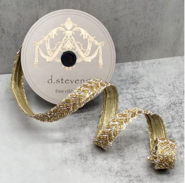 1" Beaded Jewel Chevron Ribbon