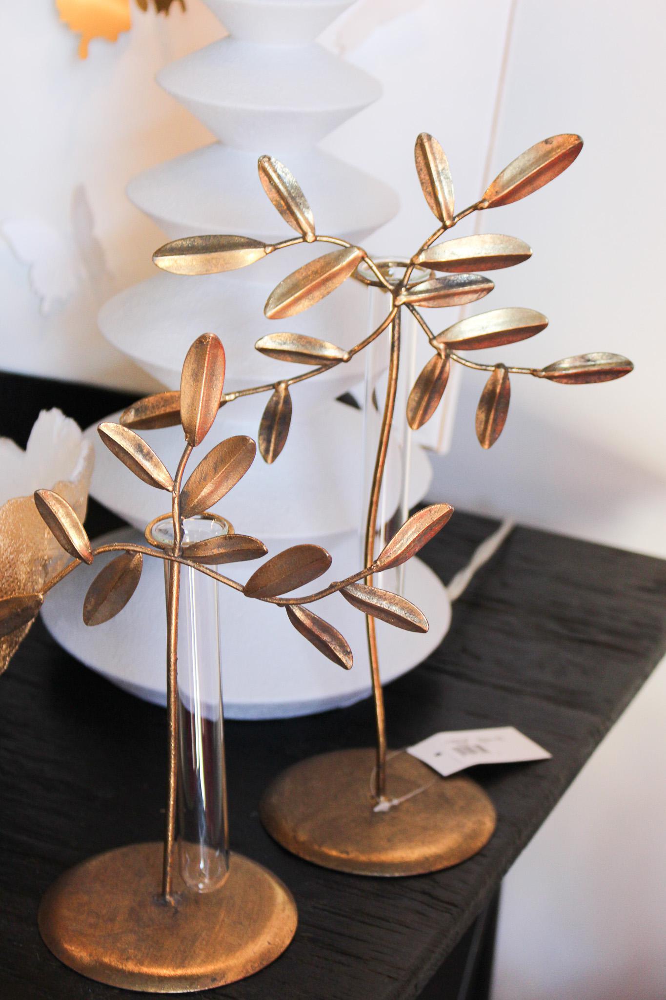 LG Metal Leaf Tube Vase