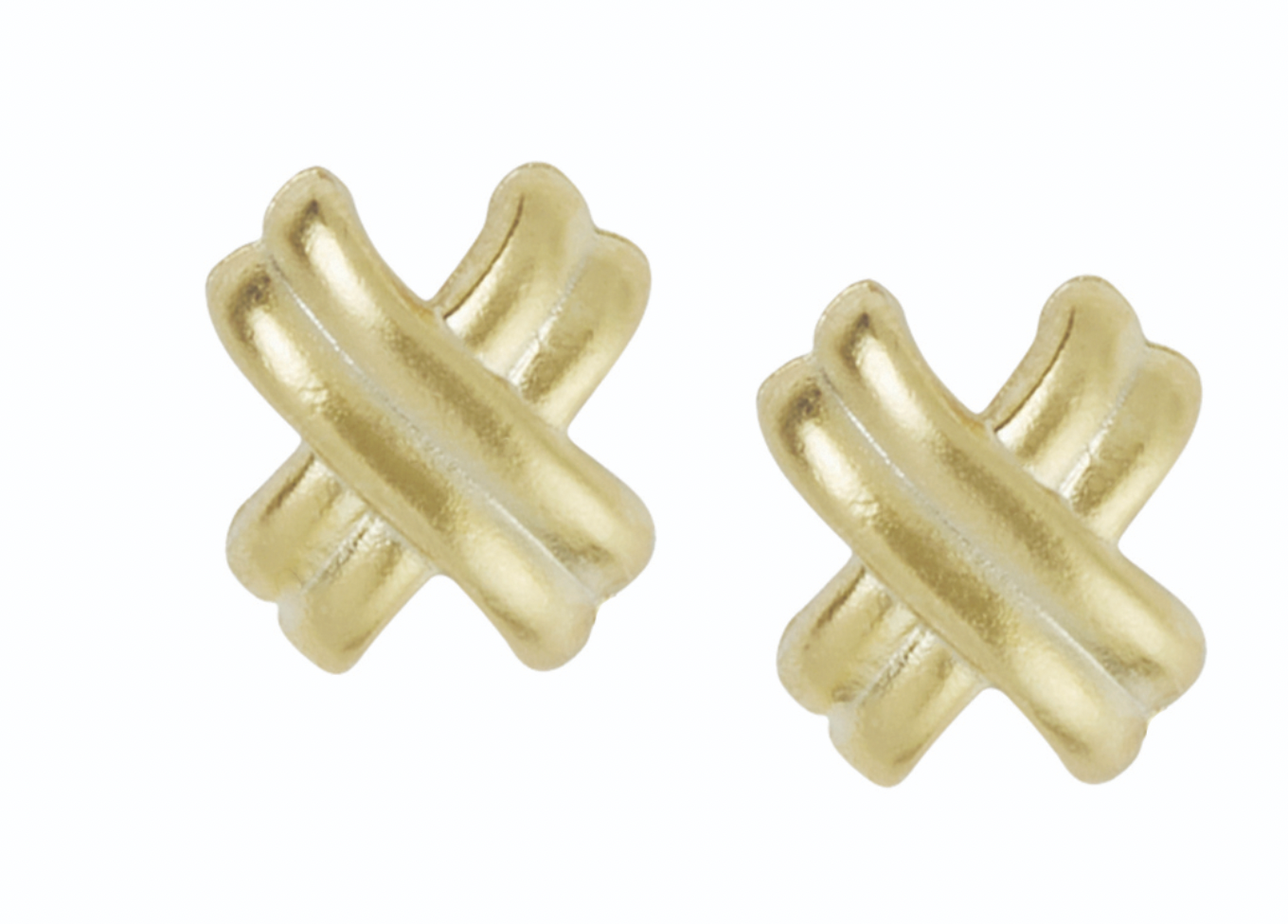 Small Gold X Pearl Earrings