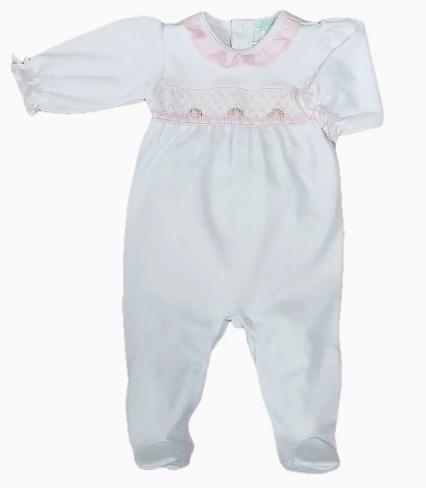 Eden Pink Rosebud Smocked Footie