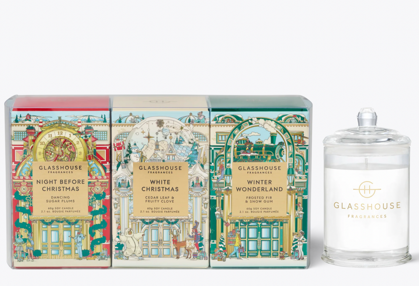 GH 2.1oz Candle Trio: Night Before Christmas, Winter Wonderland, & White Christmas
