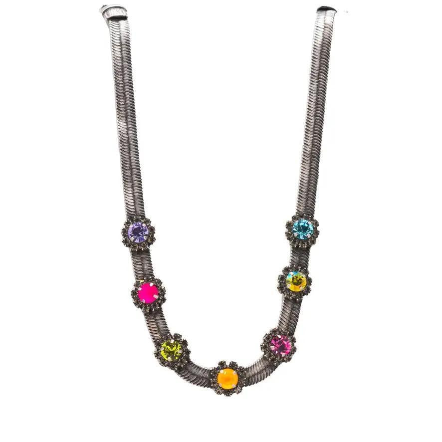Kristen Necklace in Antique Silver Rainbow
