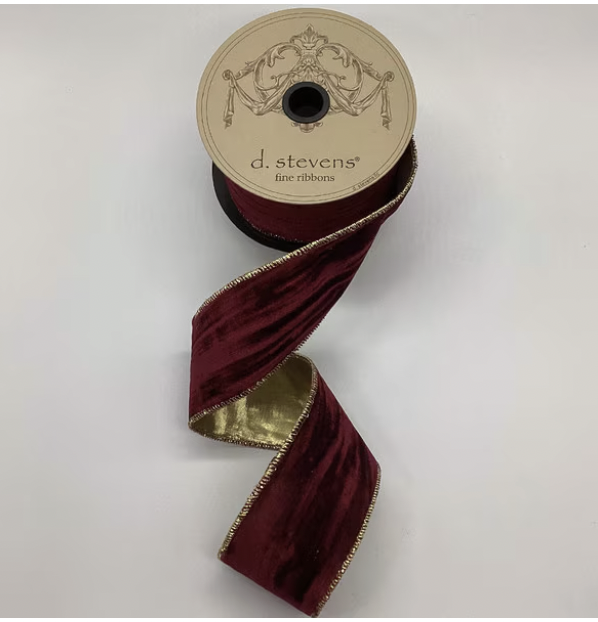 2.5" Burgundy Marbled Velvet with Gold Back
