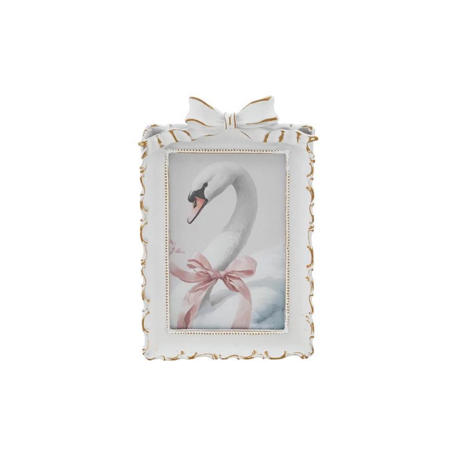 Antique White Bow Frame holds 4x6