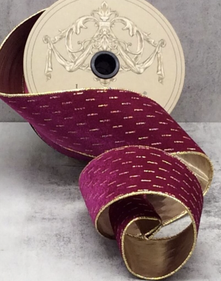 2.5" Fuchsia Gold Modern Lines Ribbon