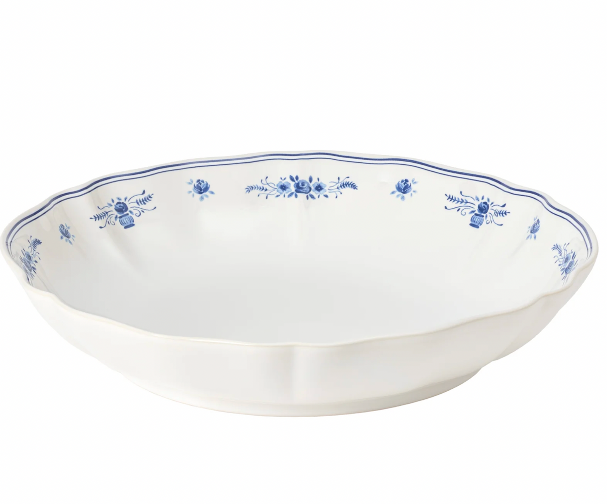 Vila White-Blue Low Serving Bowl