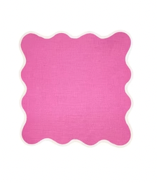 S/4 Linen Scalloped Square Napkins