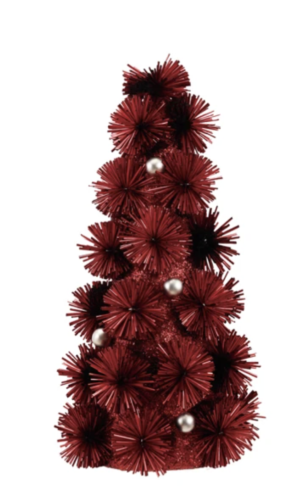 Red Tinsel Ball Tree LG