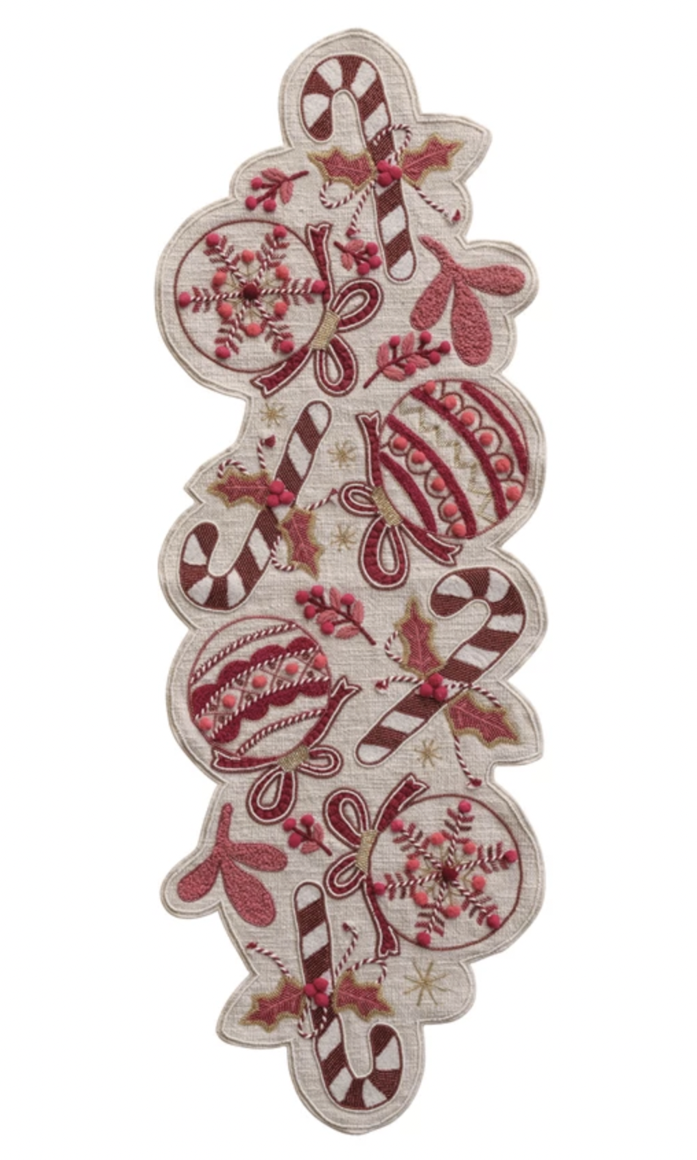 Hand-Embroidered Slub Table Runner