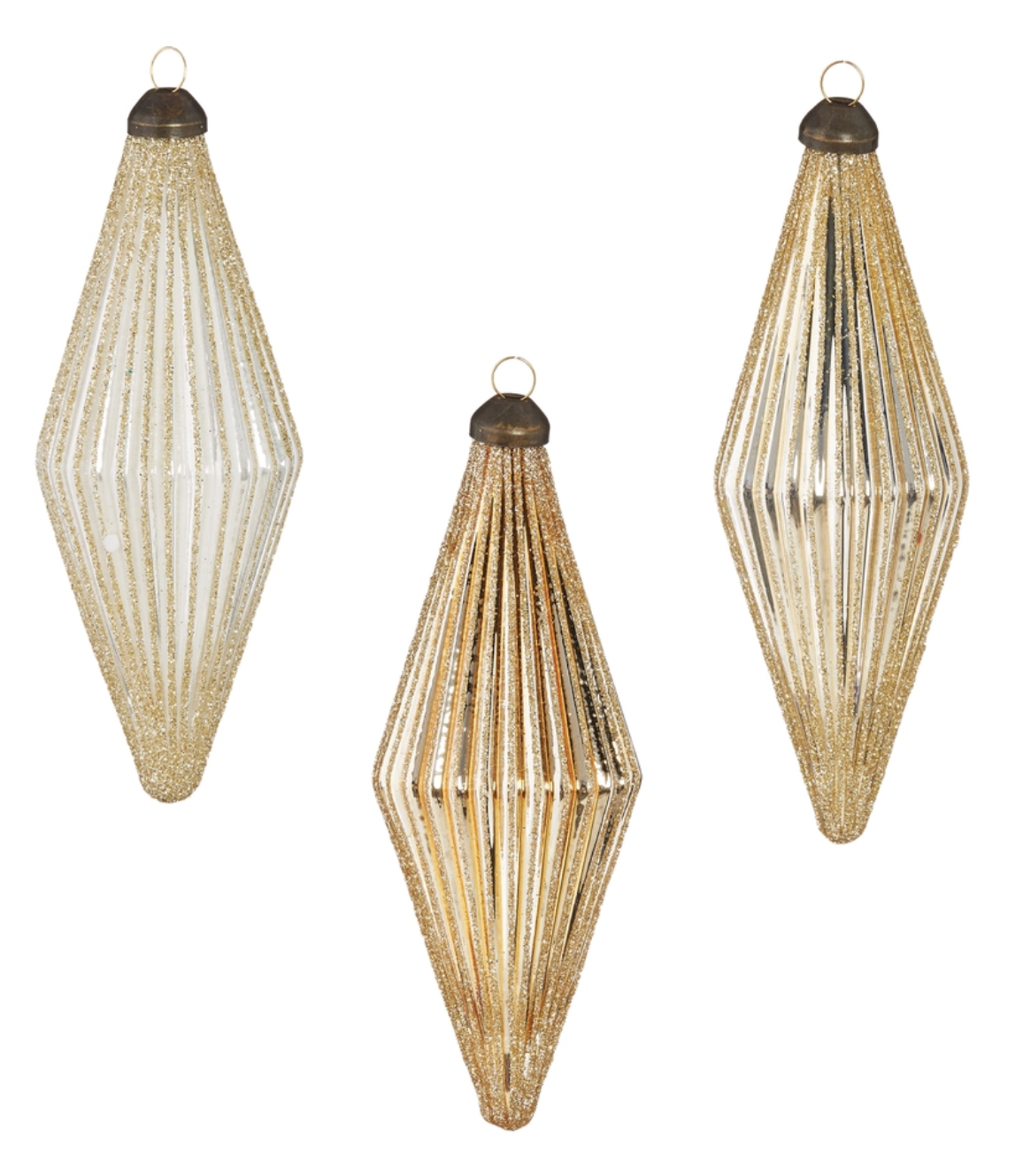 Glittered Diamond Ribbed Ornament