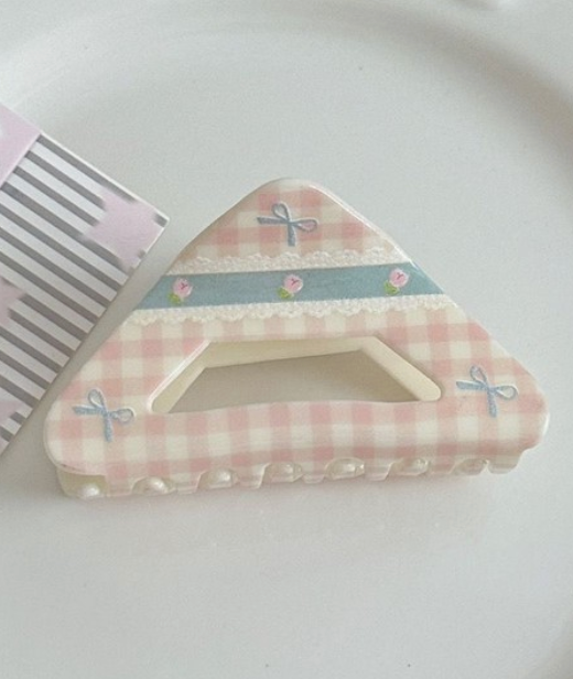 Floral Checkered Bow Clip