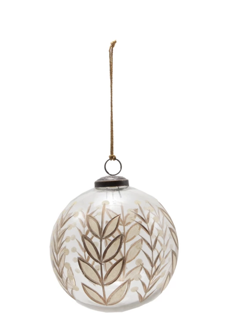5" Etched Glass Vine Ornament