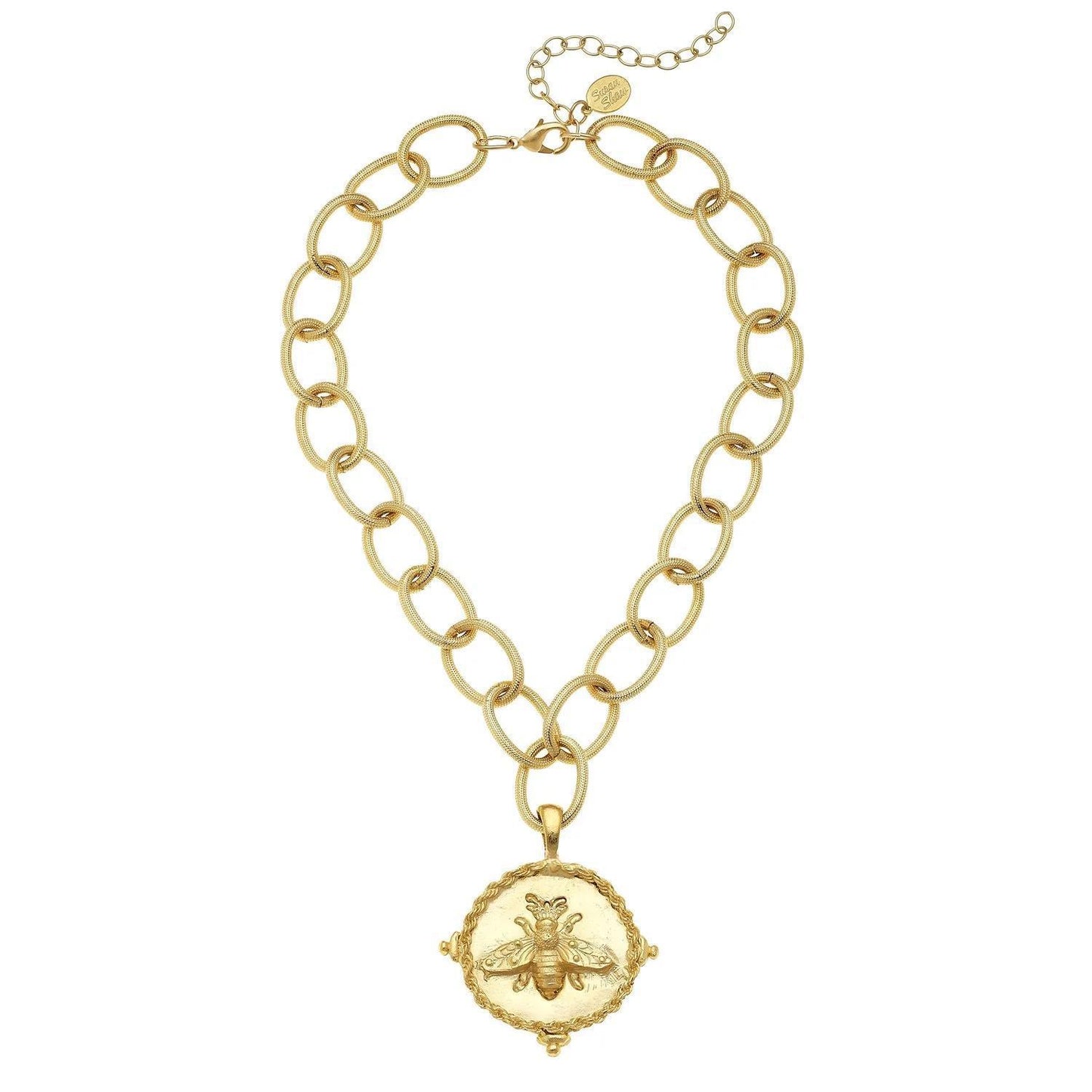 Gold Bee Pendant on Loop Necklace