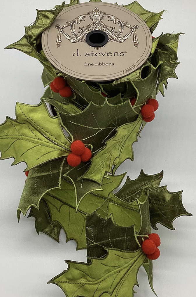 4" Holly Cut Out Ribbon
