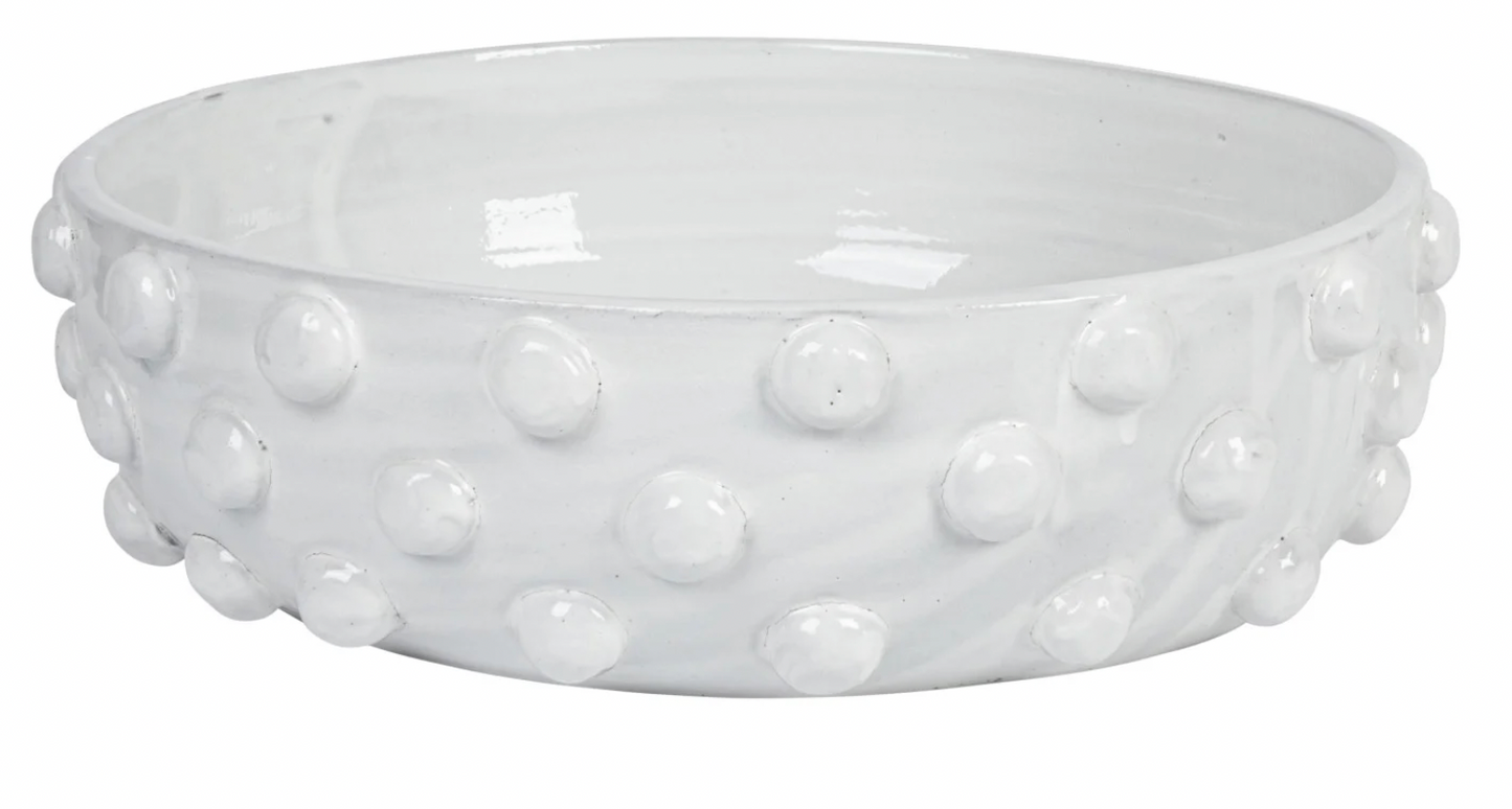 White Decorative Terra-cotta Bowl w/ Raised Dots
