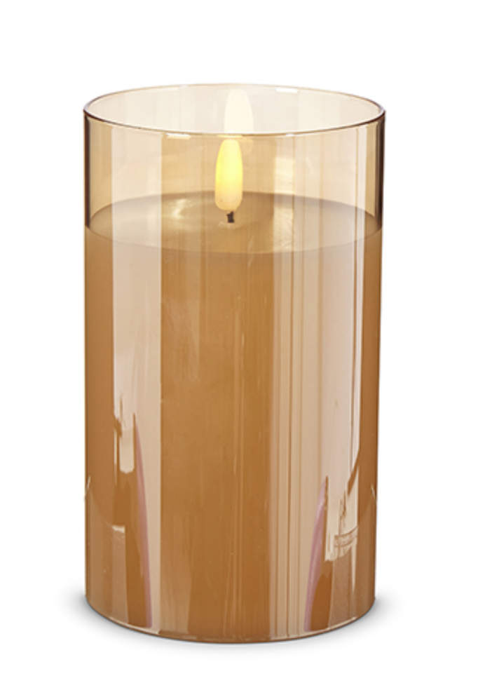 Gold Glass Pillar Candle