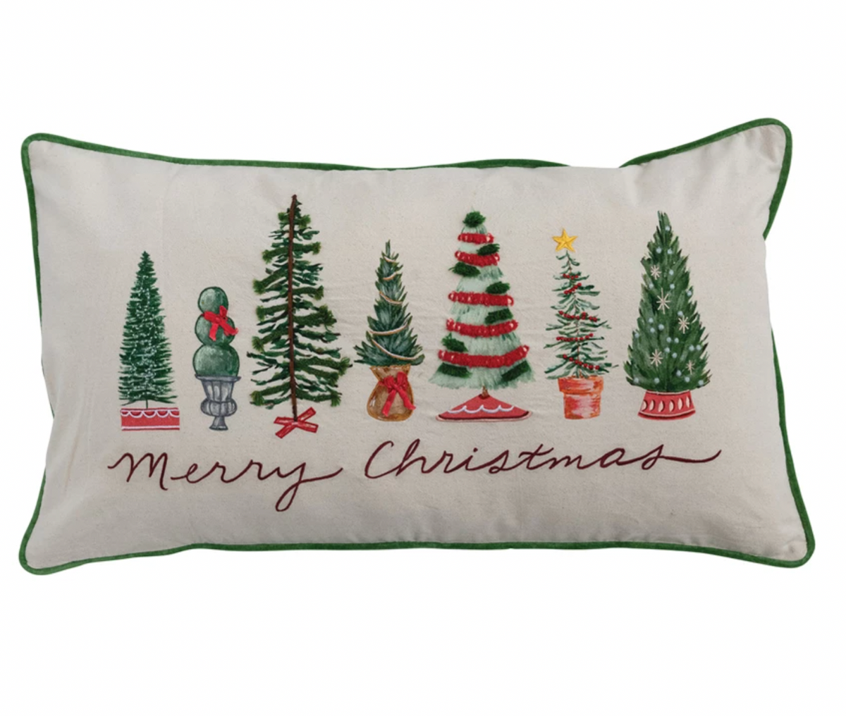 "Merry Christmas" Lumbar Tree Pillow