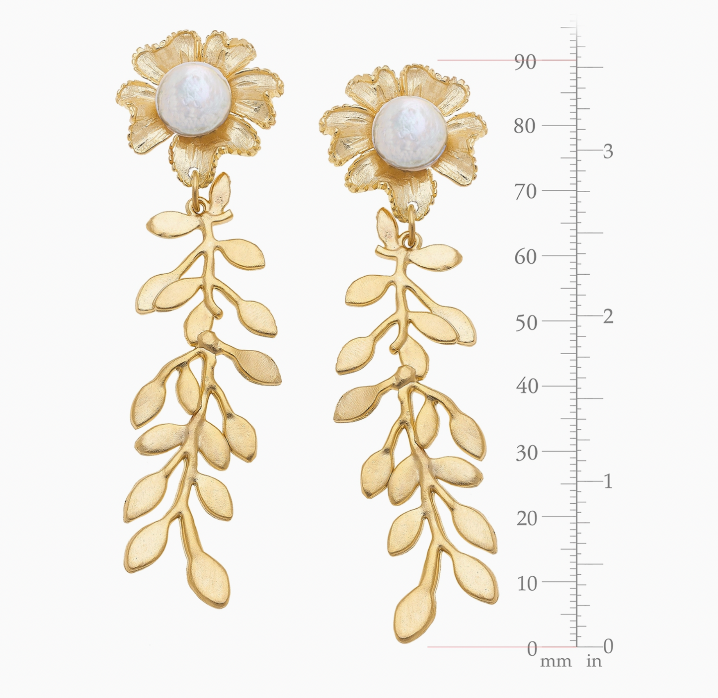 Gold Vine Freshwater Pearl Earring