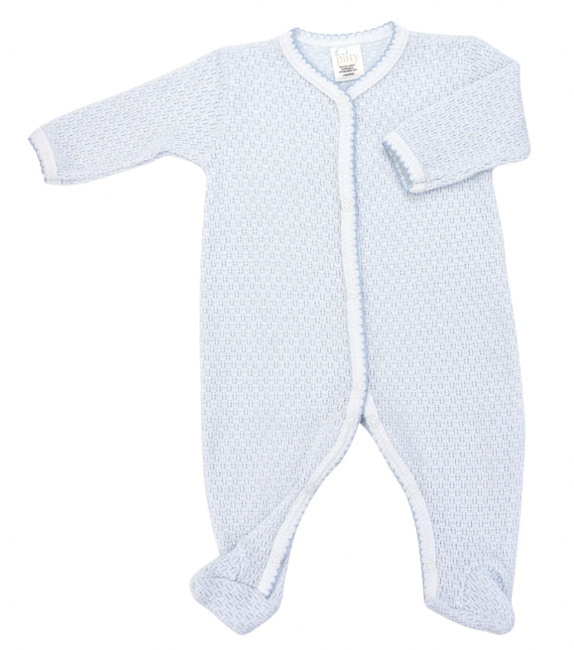 Paty Knit Blue Solid Color Footie