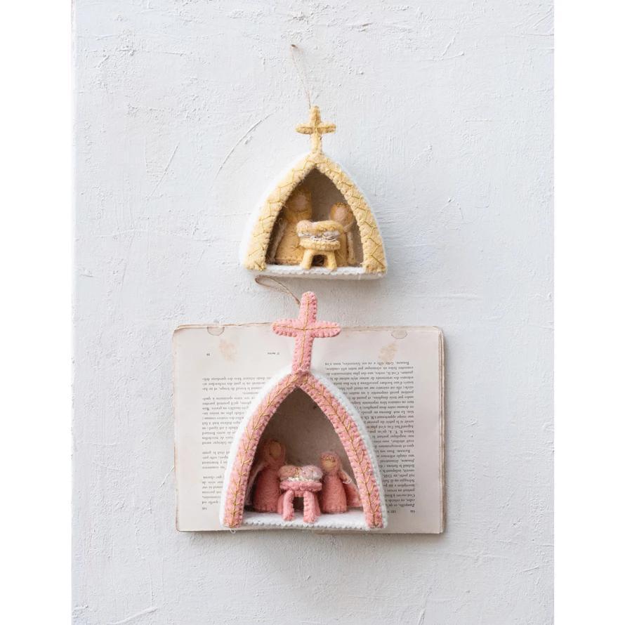 Pink Wool Felt Holy Family
