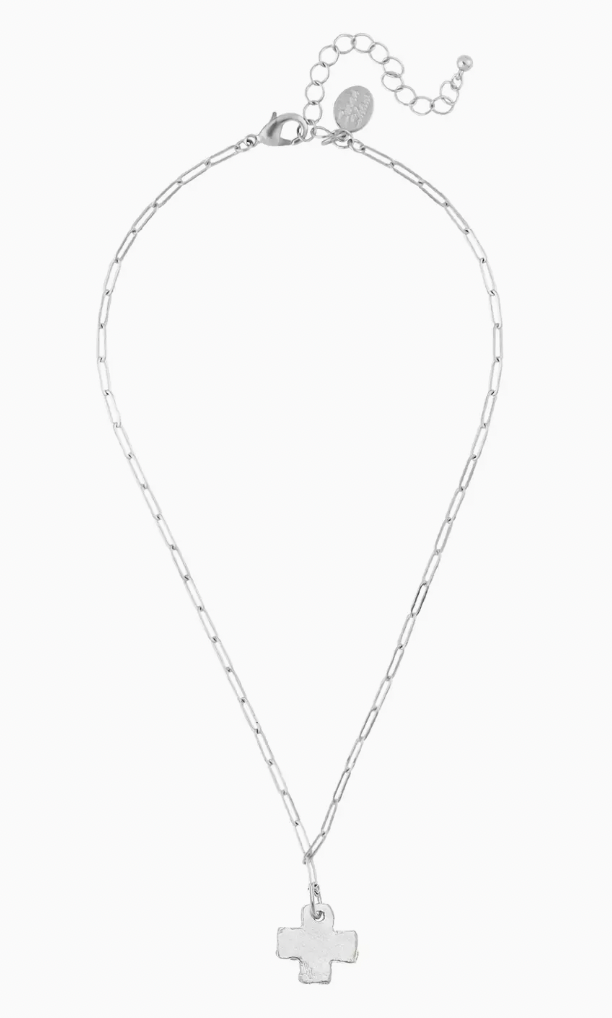 Silver Cross Paperclip Chain