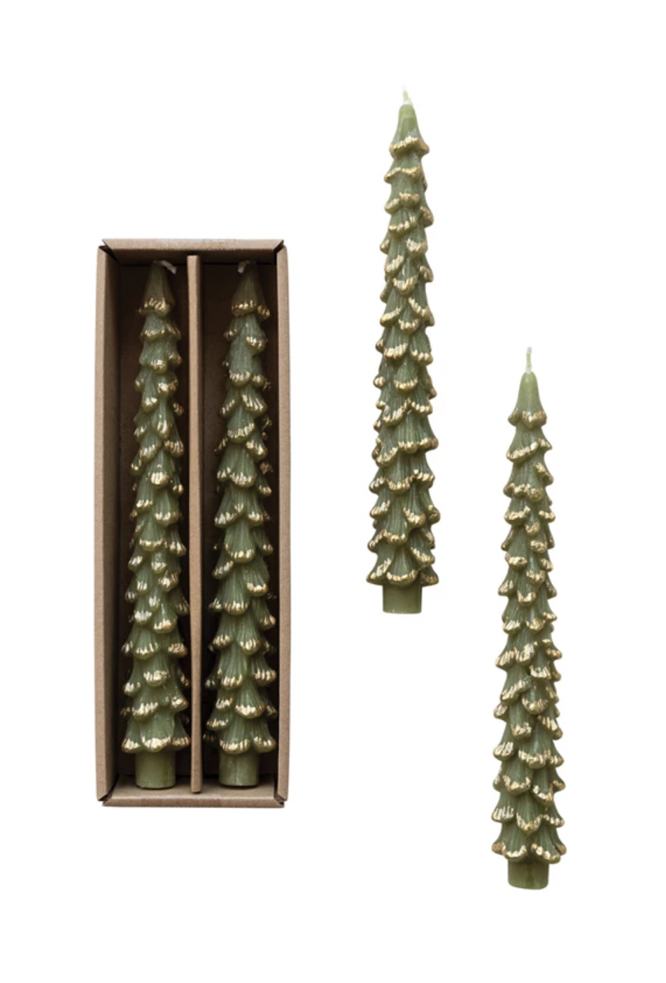 S/2 Evergreen Tree Taper Candles