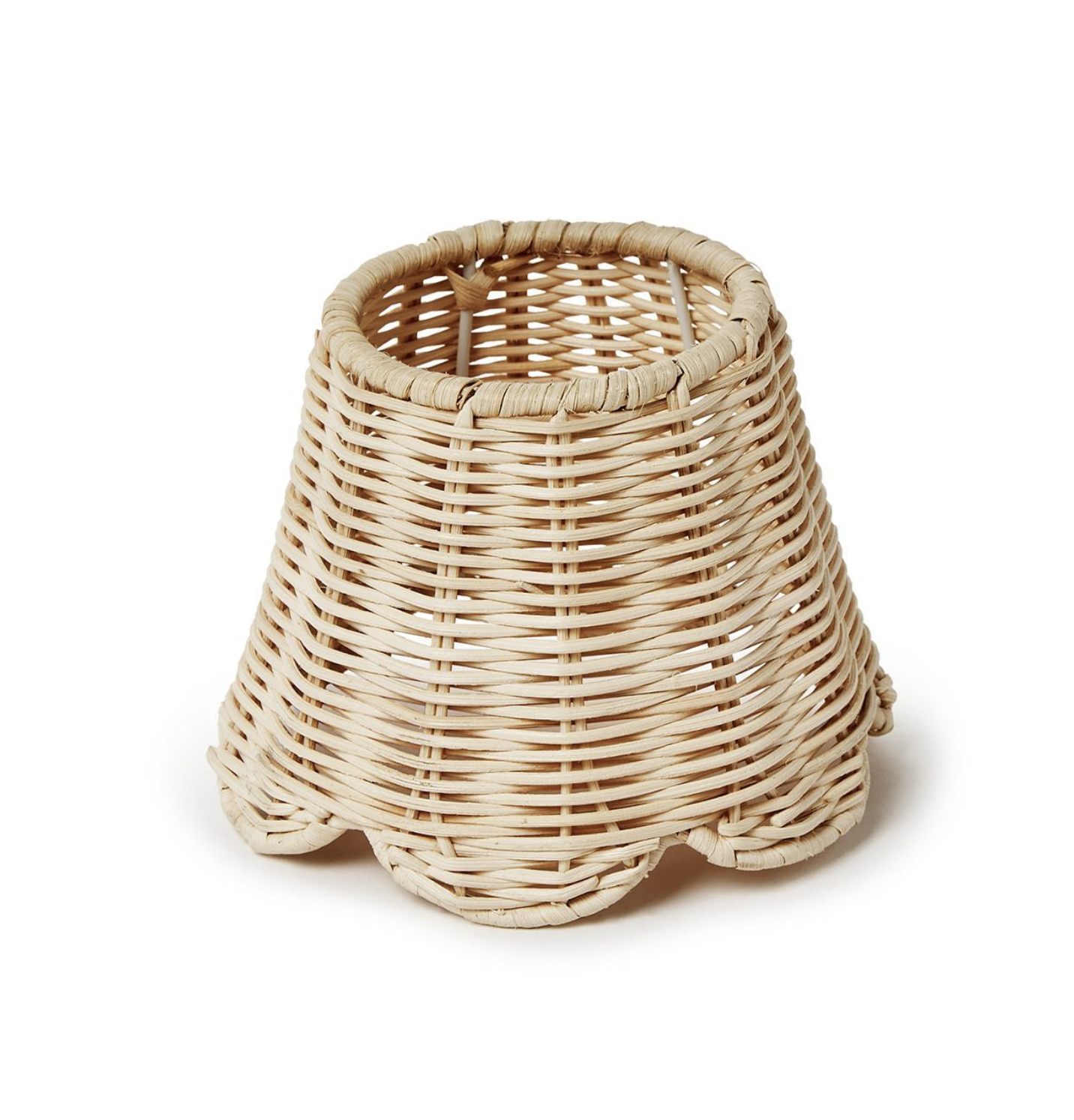 Rattan Lampshade Cover with Scalloped Edge
