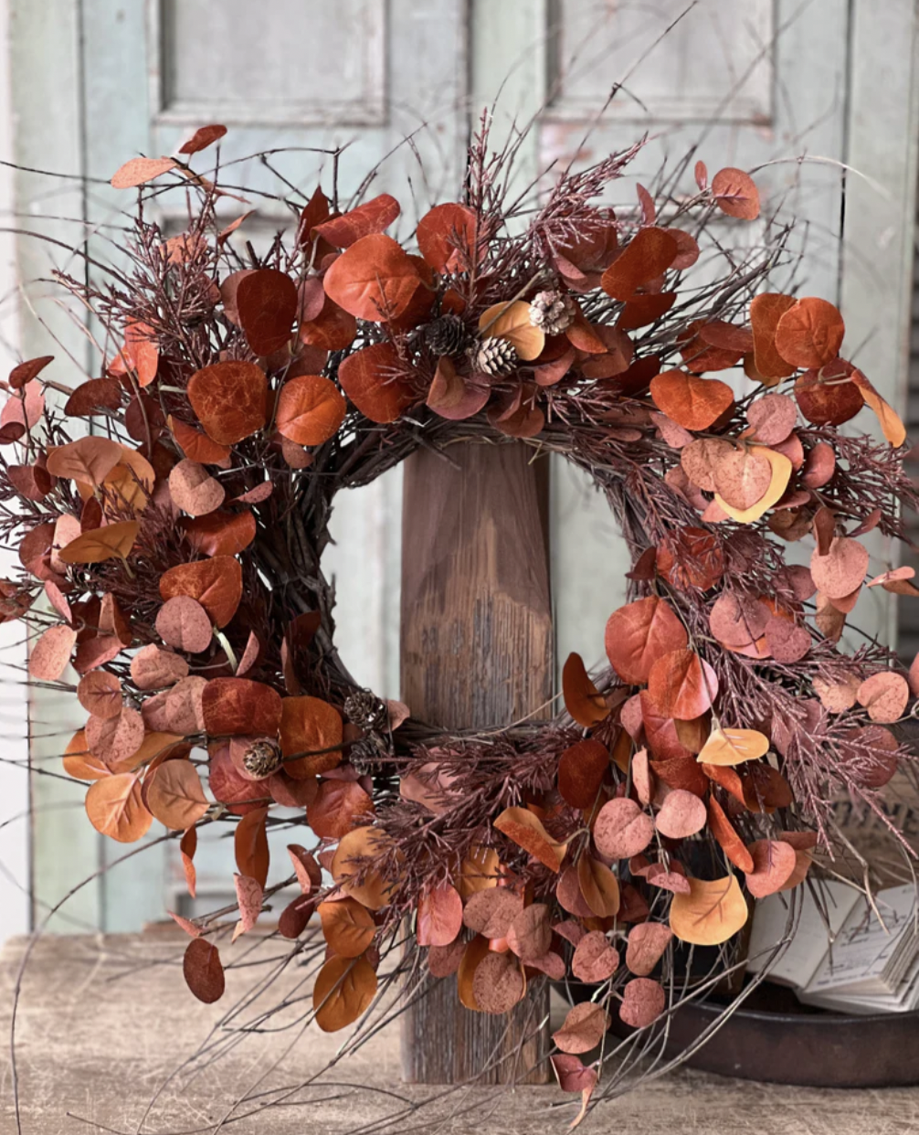 26" Penny Leaf Wreath Orange