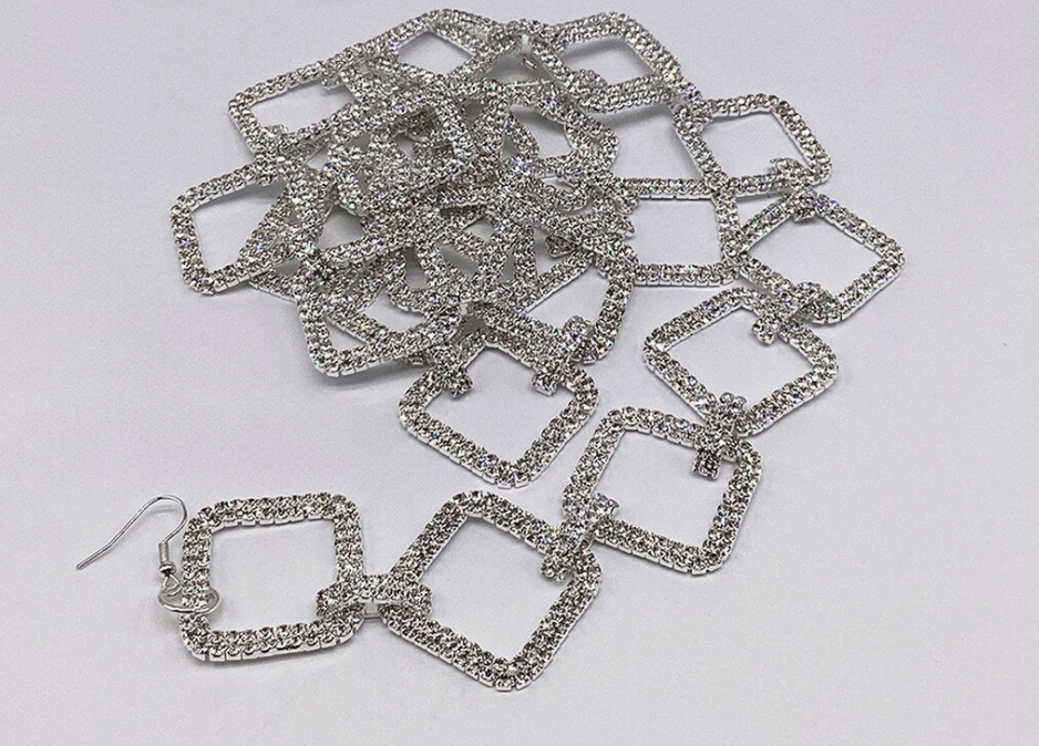 Silver diamond crystal garland hooks