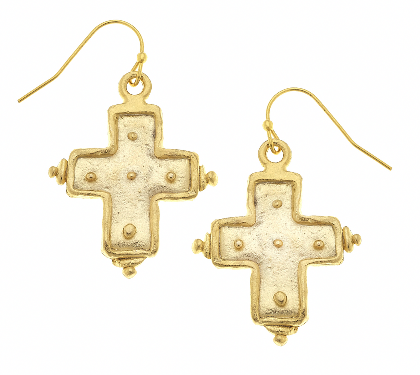 Handcast Gold Cross Earrings