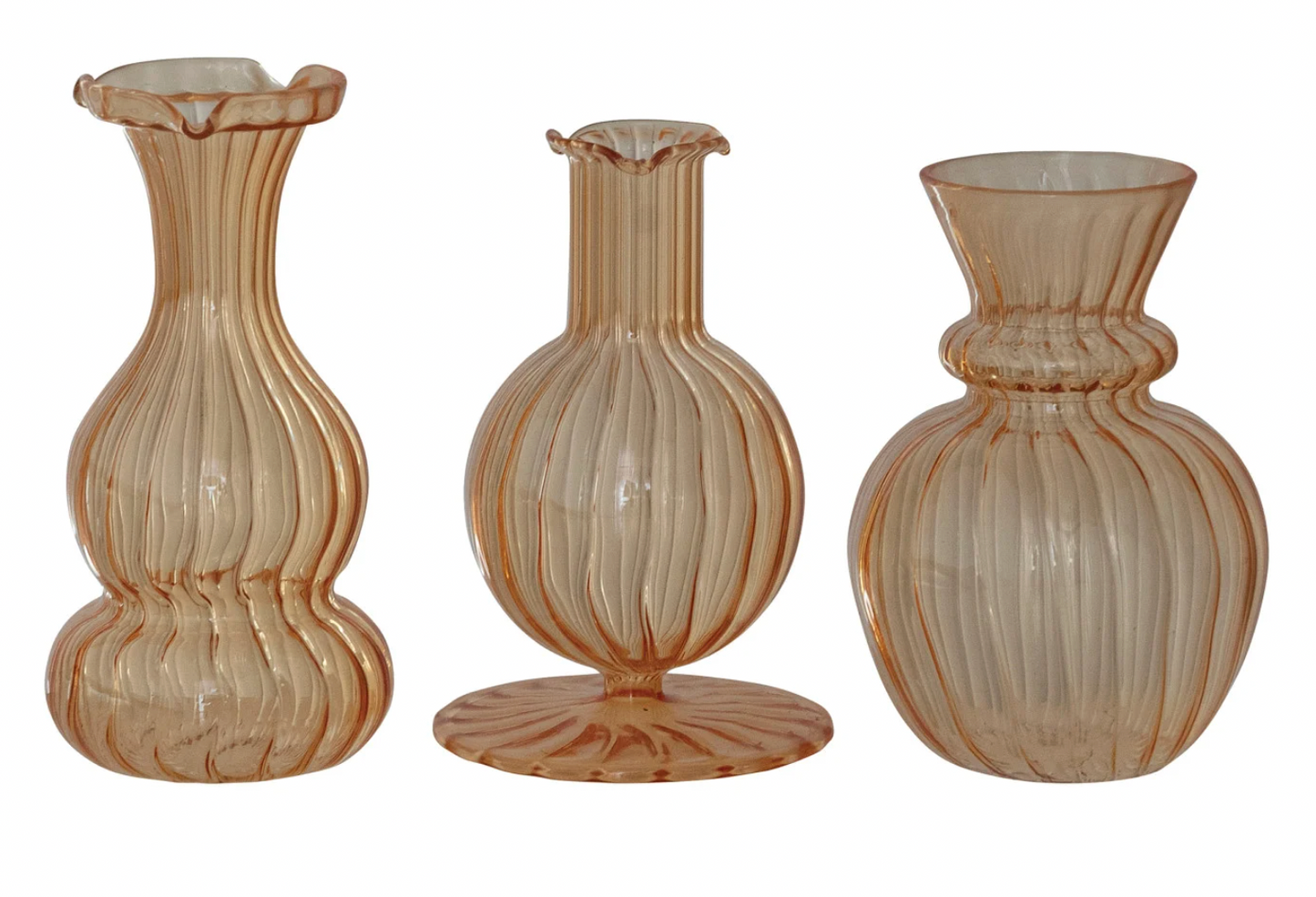 Hand-Blown Glass Vase, Apricot Color, 3 Styles