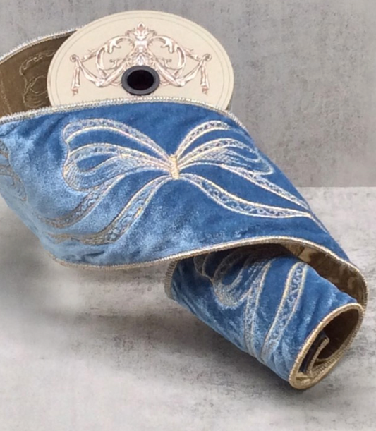 4" Blue Velvet Ribbon
