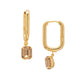 Octavia Beige Rectangle Hoop Earrings