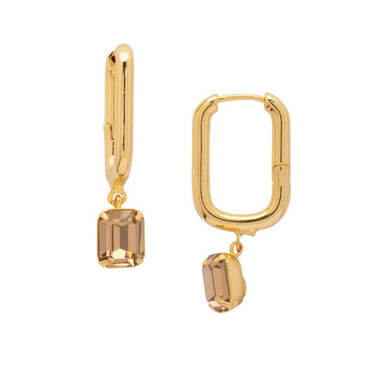 Octavia Beige Rectangle Hoop Earrings