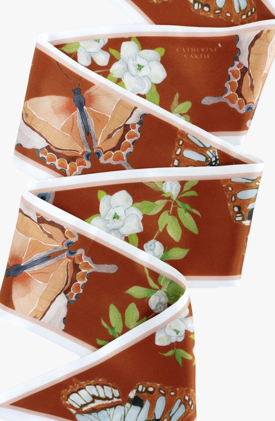 CC Burnt Orange Silk Ribbon Scarf