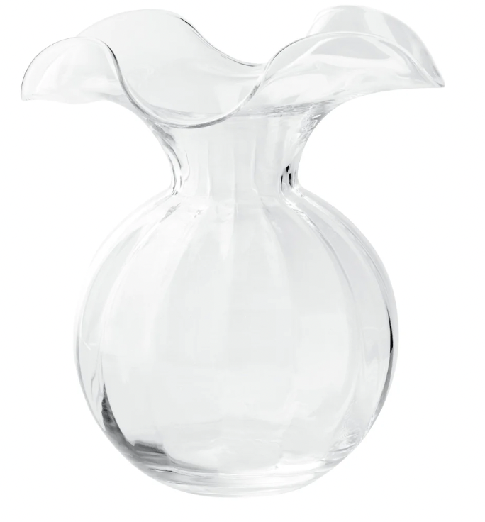 Hibiscus Glass Clear Medium Fluted Vase