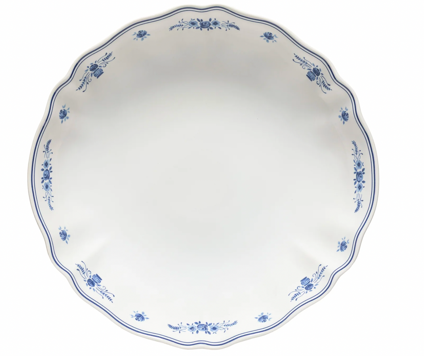 Vila White-Blue Low Serving Bowl