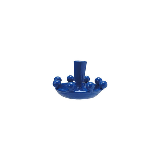 Iron Taper Holder with Balls Blue