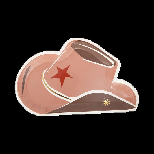 Cowboy Tan Hat Shaped Paper Plate