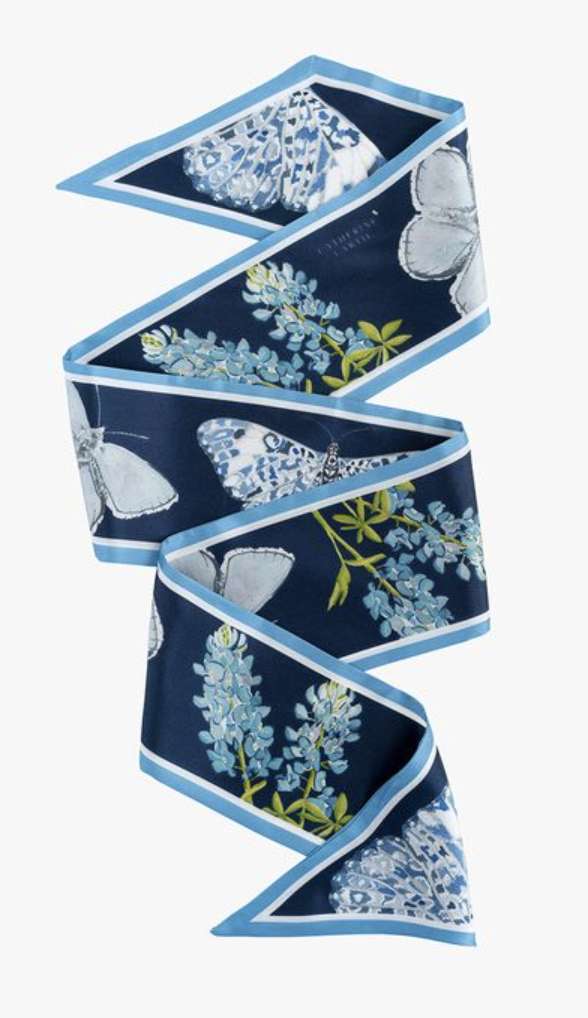 CC Blue Silk Ribbon Scarf