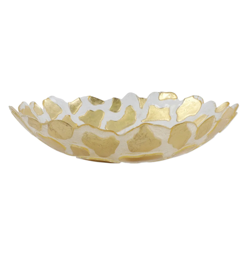 Rufolo Glass Gold Giraffe Medium Shallow Bowl