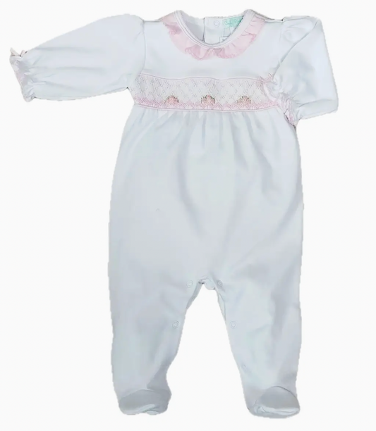 Eden Pink Rosebud Smocked Footie