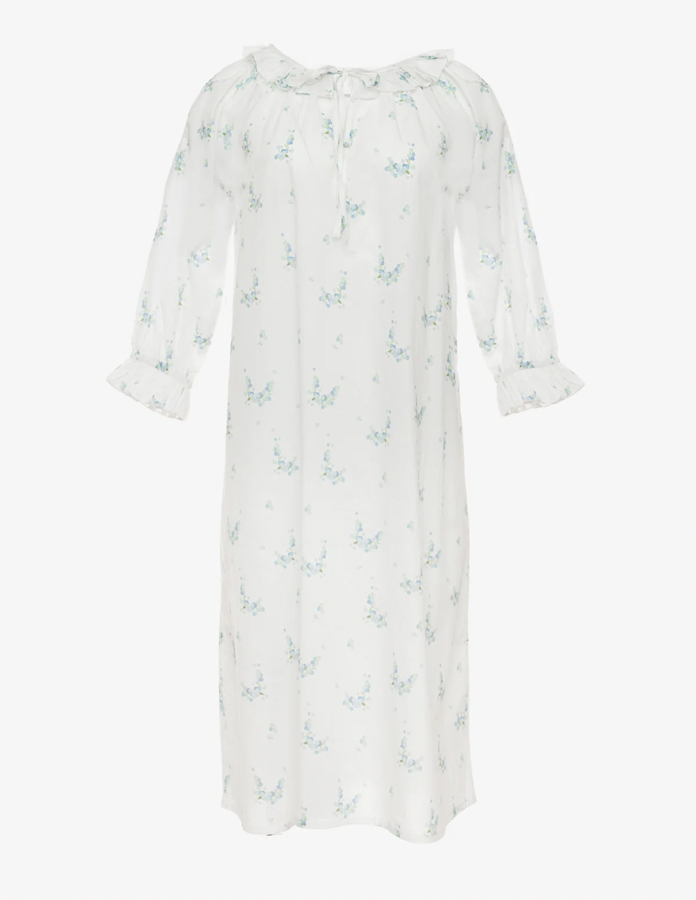 Blue Lucy Ruffle Long Sleeve Nightgown