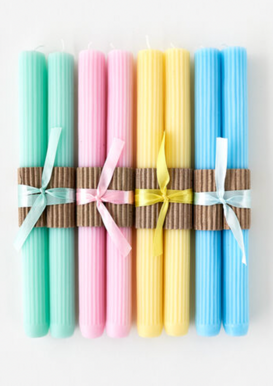 Pastel Ribbed Taper Candle