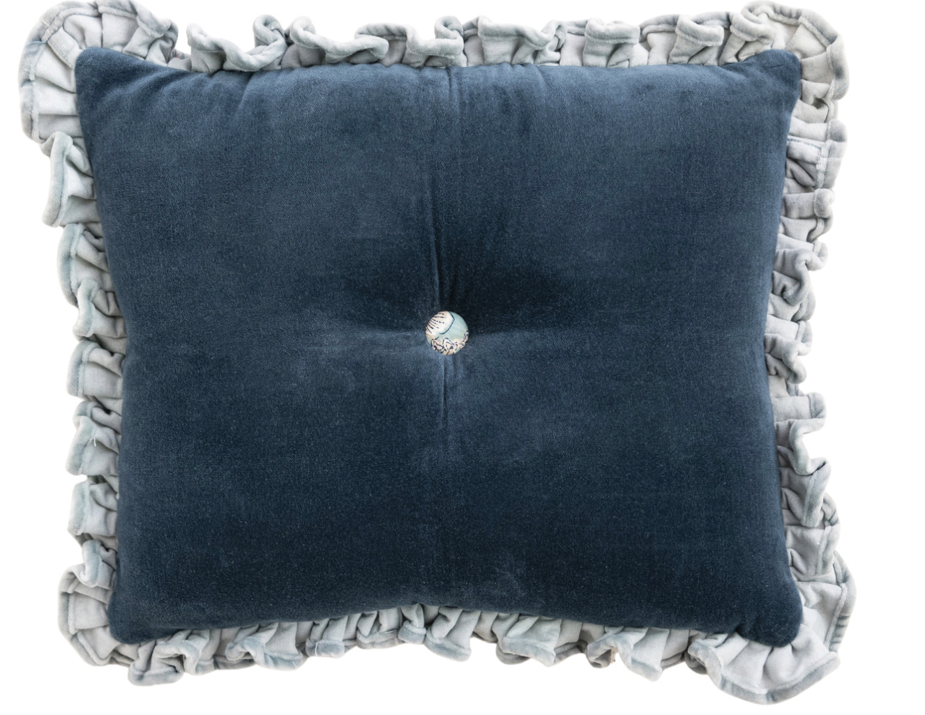 Velvet Blue Tufted Pillow