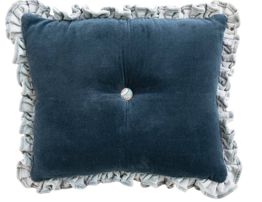 Velvet Blue Tufted Pillow