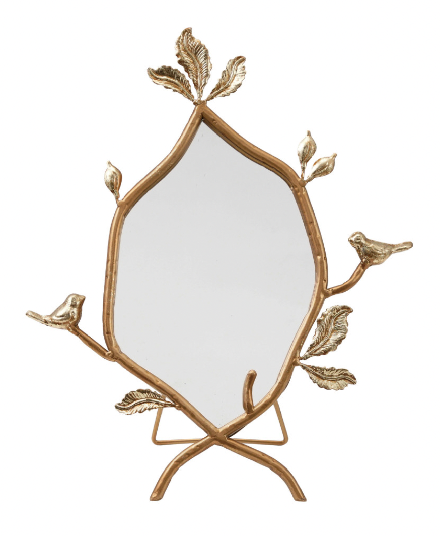MDF & Metal Twig Framed Standing Mirror with Birds & Leaves