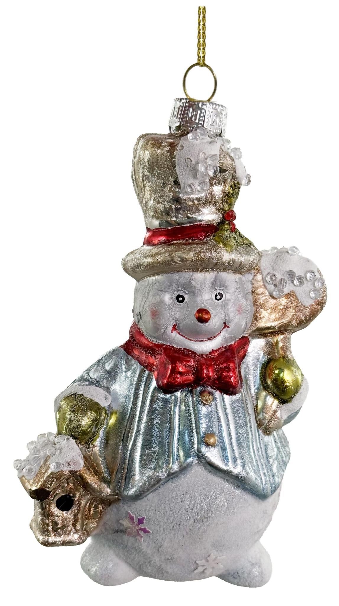 Blue Snowman Foiled Ornament