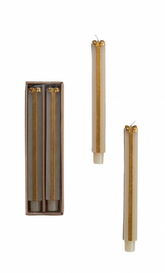 S/2 Cream Giftbox Taper Candle